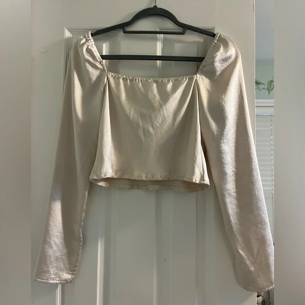 Princess Polly Love Song Top / Champagne Satin Long Sleeve Top - Picture 6 of 6